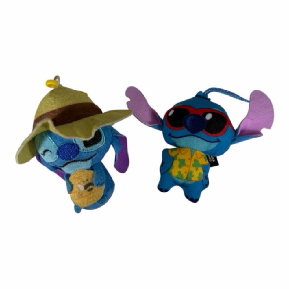 2 Disney Stitch Clip On Backpack Plush